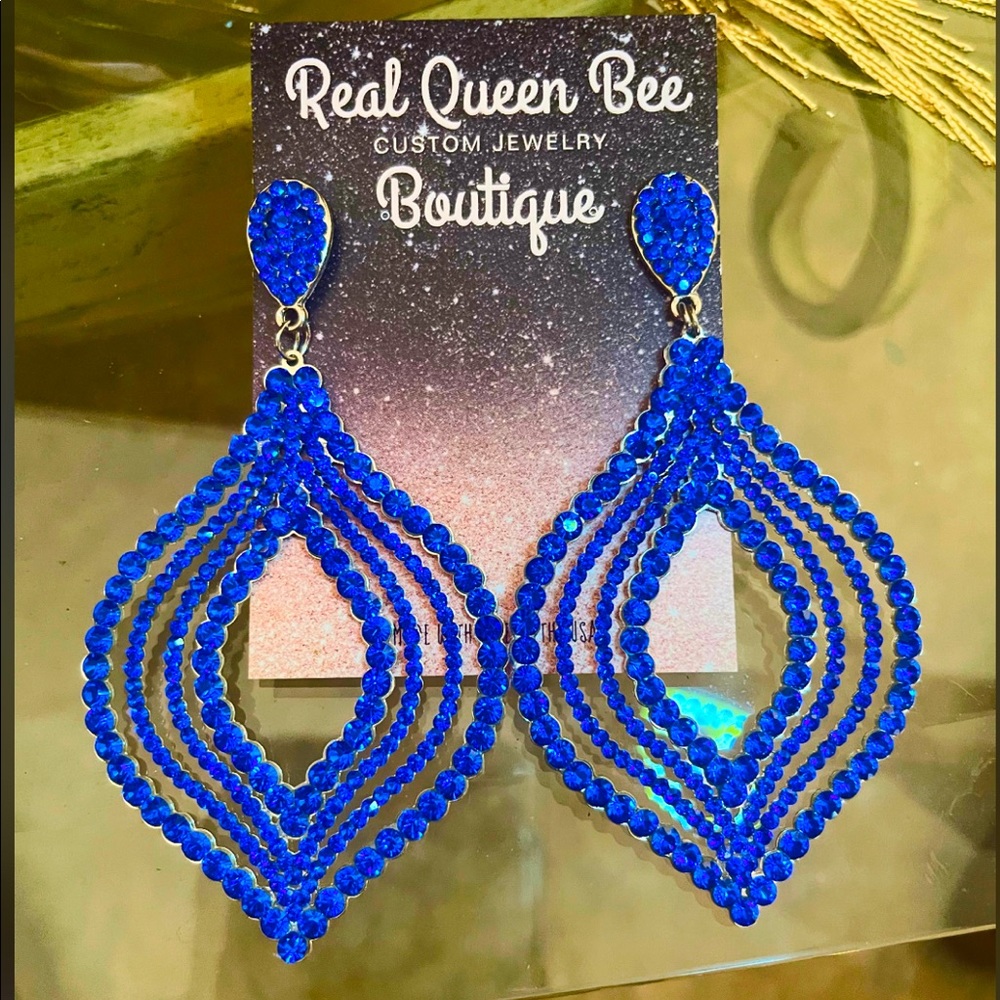 Royal Blue Pageant Earrings Pierced Lightweight